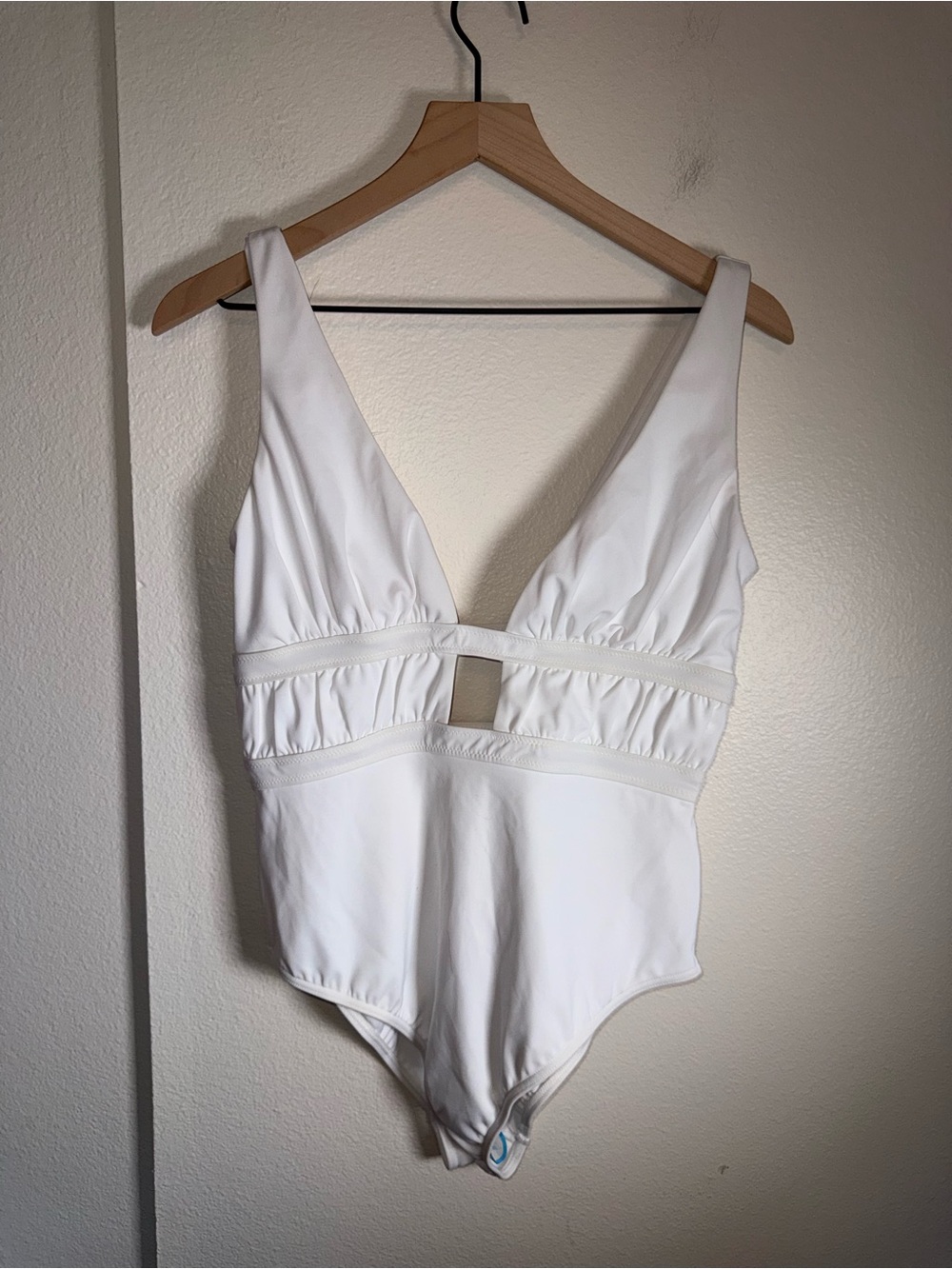 ASOS Bridal Bachelorette Vacation White Plunge One-Piece Swimsuit L